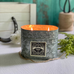 Cowgirl Galvanized Oval Tin Soy Candle Cowgirl Galvanized Oval Tin Soy Candle