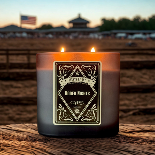 Rodeo Nights Black Oval Glass Soy Candle