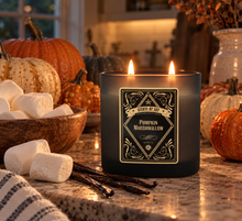 Pumpkin Marshmallow Black Oval Glass Soy Candle