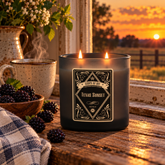 Texas Sunset Black Oval Glass Soy Candle