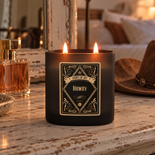 Howdy Black Oval Glass Soy Candle