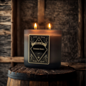 Bourbon Barrel Black Oval Glass Soy Candle