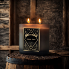 Bourbon Barrel Black Oval Glass Soy Candle