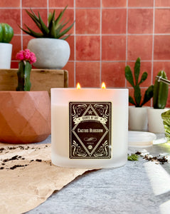 Cactus Blossom Frosted Oval Glass Soy Candle