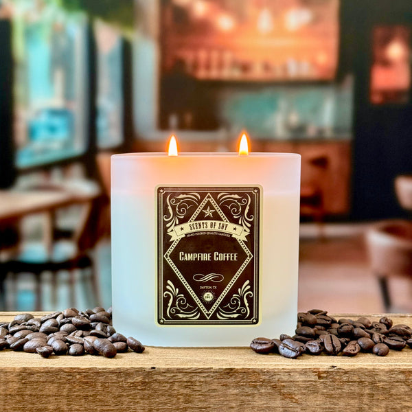 Campfire Coffee Frosted Oval Glass Soy Candle