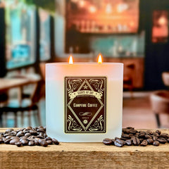 Campfire Coffee Frosted Oval Glass Soy Candle
