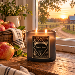 Country Roads Black Oval Glass Soy Candle