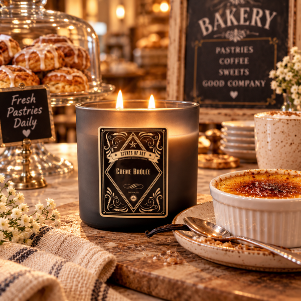 Crème Brûlée Black Oval Glass Soy Candle
