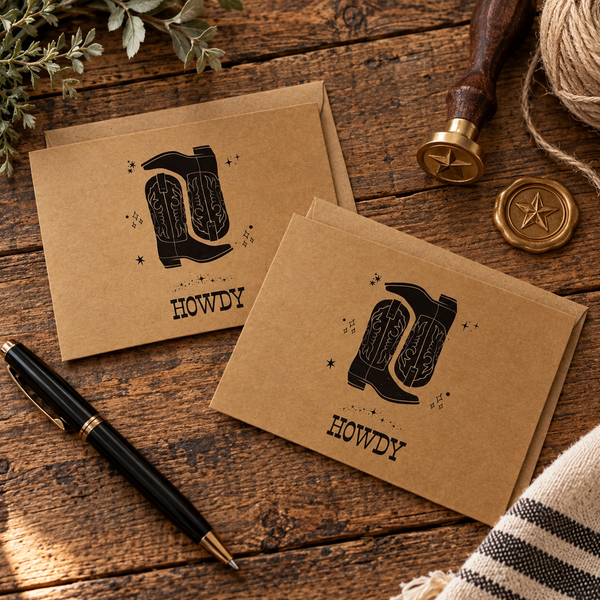 HOWDY Greeting Cards (Blank Inside 2 Pack)