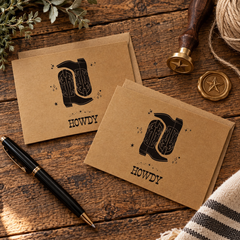 HOWDY Greeting Cards (Blank Inside 2 Pack)
