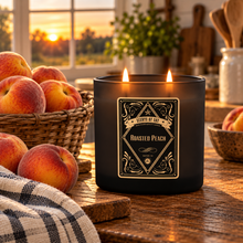 Roasted Peach Black Oval Glass Soy Candle