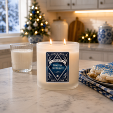Home For The Holidays  Frosted Oval Glass Soy Candle