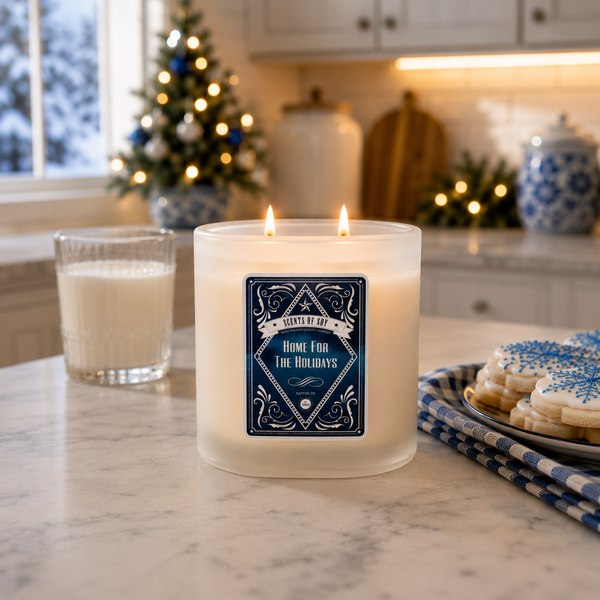 Home For The Holidays  Frosted Oval Glass Soy Candle