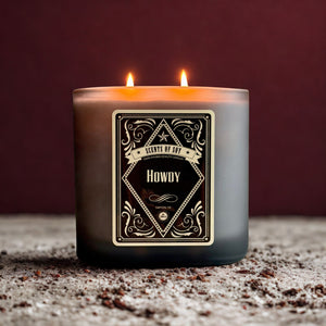 Howdy Black Oval Glass Soy Candle