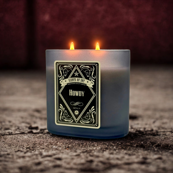 Howdy Black Oval Glass Soy Candle