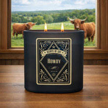 Howdy Black Oval Glass Soy Candle