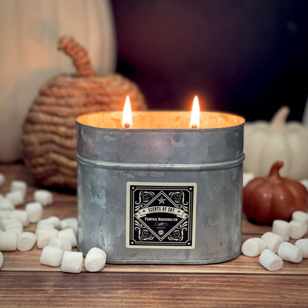 Pumpkin Marshmallow Oval Tin Soy Candle