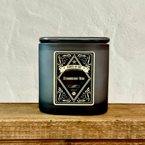 Strawberry Wine Black Oval Glass Soy Candle