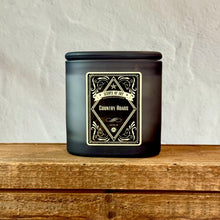 Country Roads Black Oval Glass Soy Candle