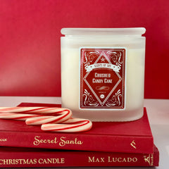 Crushed Candy Cane Frosted Oval Glass Soy Candle