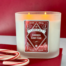 Crushed Candy Cane Frosted Oval Glass Soy Candle