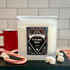 Peppermint Mocha Frosted Oval Glass Soy Candle