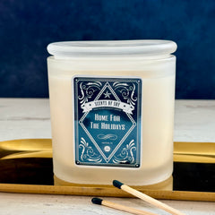 Home For The Holidays  Frosted Oval Glass Soy Candle