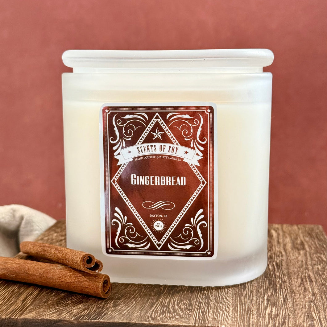 Gingerbread Frosted Oval Glass Soy Candle