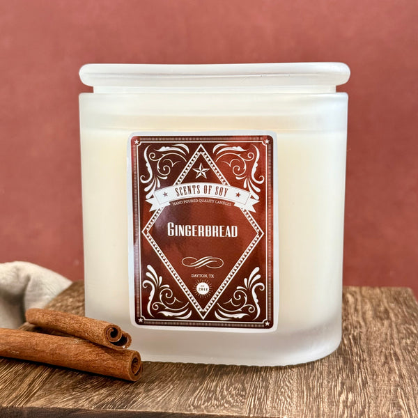 Gingerbread Frosted Oval Glass Soy Candle