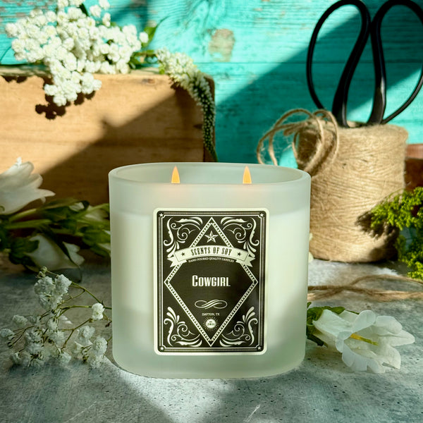 Cowgirl Frosted Oval Glass Soy Candle