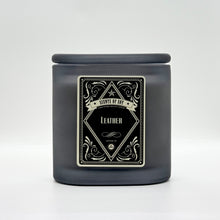 Leather Black Oval Glass Soy Candle