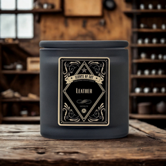 Leather Black Oval Glass Soy Candle