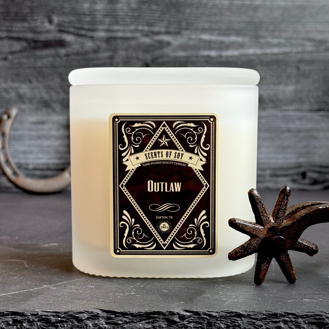 Outlaw Frosted Oval Glass Soy Candle