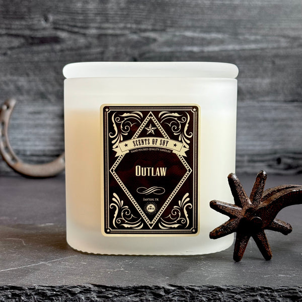 Outlaw Frosted Oval Glass Soy Candle