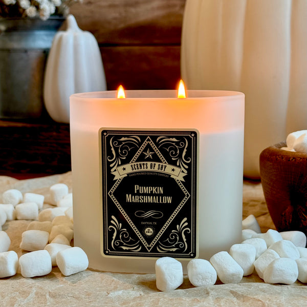 Pumpkin Marshmallow Oval Glass Soy Candle