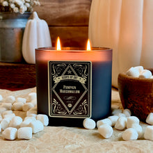 Pumpkin Marshmallow Black Oval Glass Soy Candle