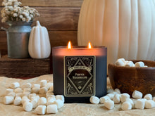 Pumpkin Marshmallow Black Oval Glass Soy Candle