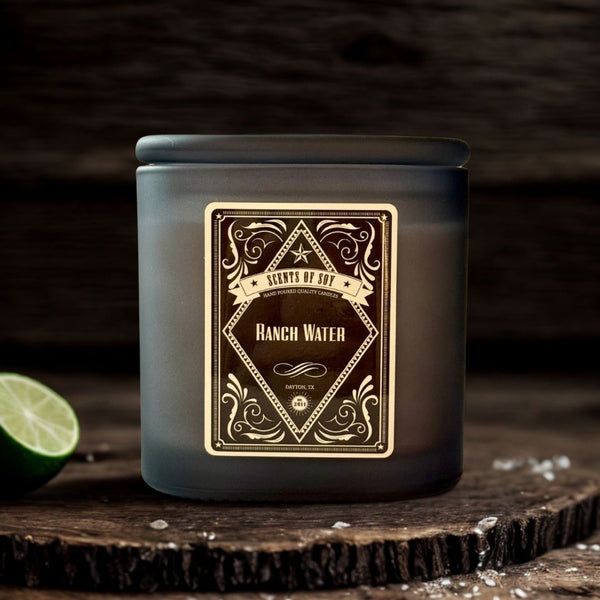 Ranch Water Black Oval Glass Soy Candle