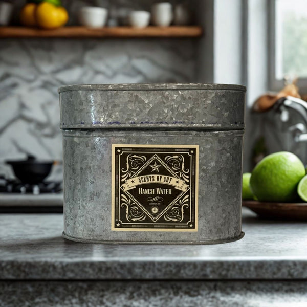 Ranch Water Galvanized Oval Tin Soy Candle