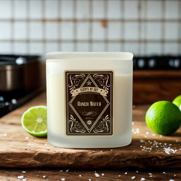 Ranch Water Frosted Oval Glass Soy Candle