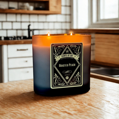 Roasted Peach Black Oval Glass Soy Candle
