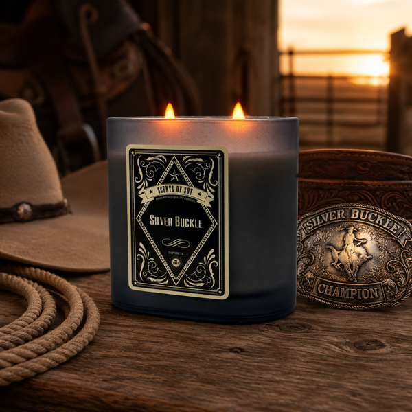 Silver Buckle Black Oval Glass Soy Candle