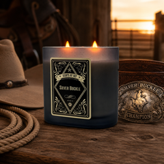 Silver Buckle Black Oval Glass Soy Candle