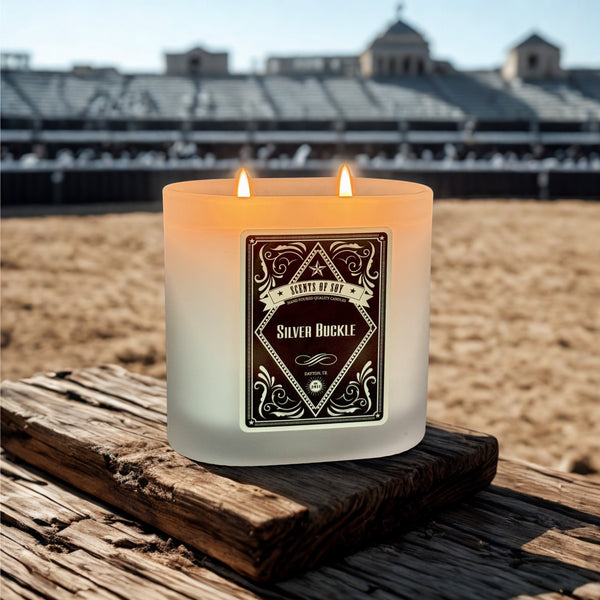 Silver Buckle Frosted Oval Glass Soy Candle