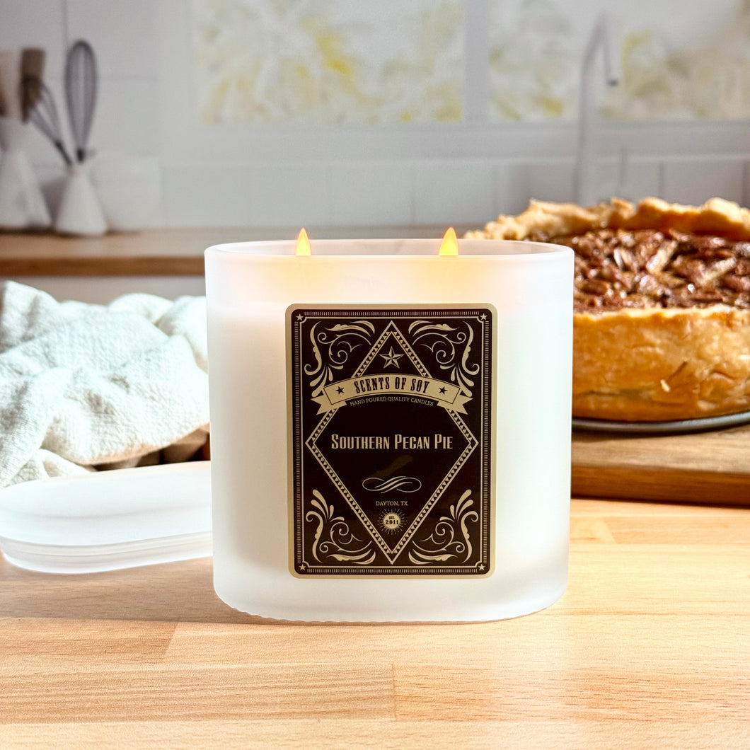 Southern Pecan Pie Frosted Oval Glass Soy Candle