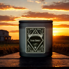 Texas Sunset Black Oval Glass Soy Candle