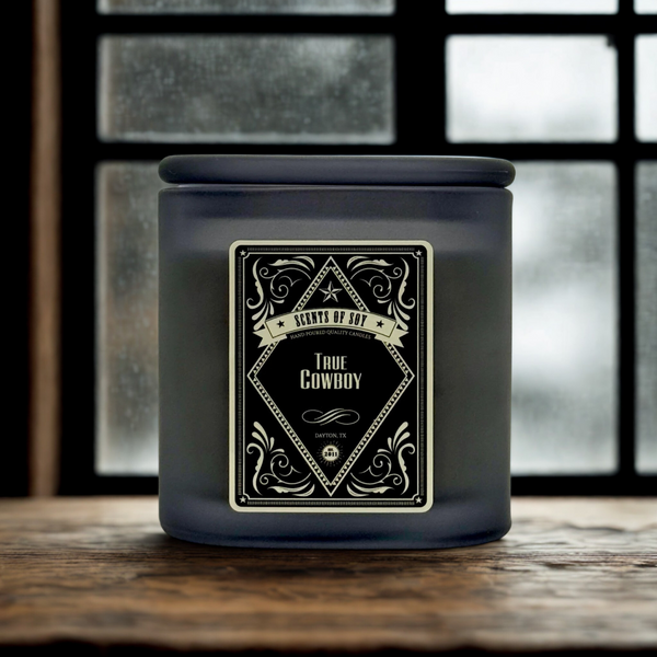 True Cowboy Black Oval Glass Soy Candle