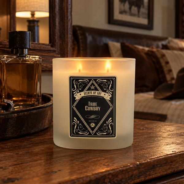True Cowboy Frosted Oval Glass Soy Candle