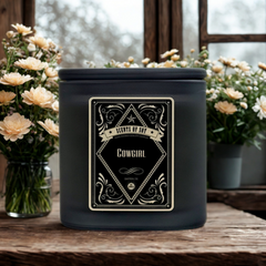 Cowgirl Black Oval Glass Soy Candle