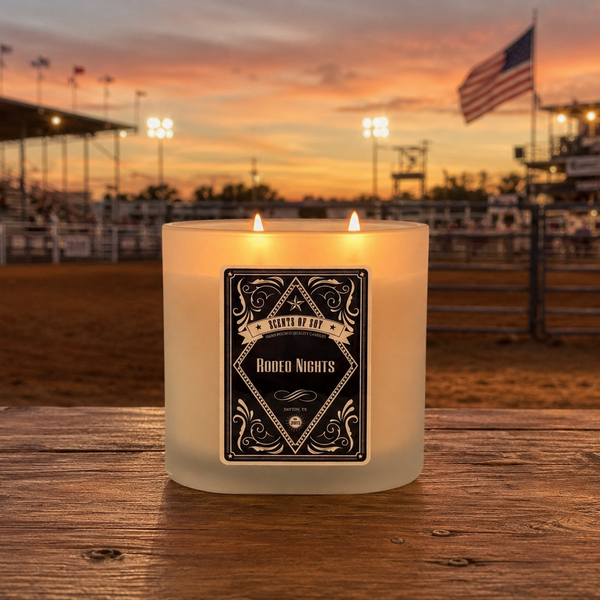 Rodeo Nights Frosted Oval Glass Soy Candle